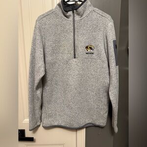 Men’s Univ of Missouri Mizzou Tigers 1/4 zip pullover Antigua heather gray sz M